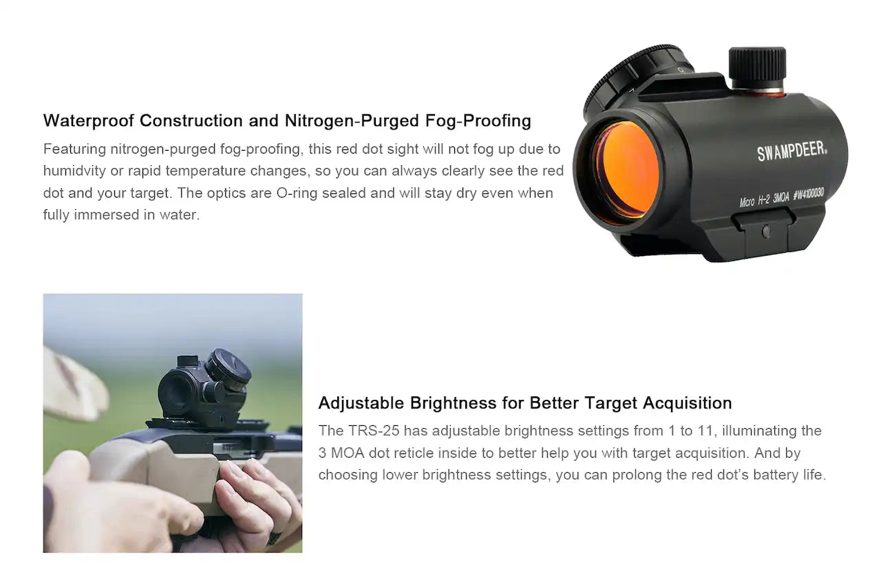 SwampDeer® RIfle Red Dot Reflex Sight Micro H-2 con montura estándar - 2 MOA
